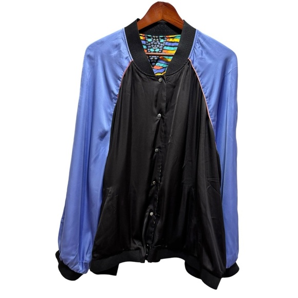 Melissa McCarthy Seven7 Reversible Colorful Abstract Bomber Jacket  Size 4x - Picture 10 of 14